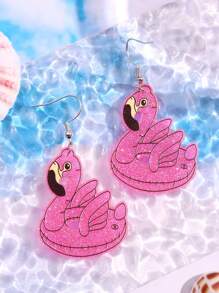 1 par de brincos pendurados de acrílico em forma de cisne rosa, modernos, alegres, versáteis, divertidos e fofos para mulheres, adequados para uso diário, festas, praia e verão