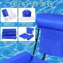 1pc Inflatable 3-Tube Lounger Chair, Foldable Inflatable Floating Mattress, Water Recreation Hammock Bed - Multicolor - View 3