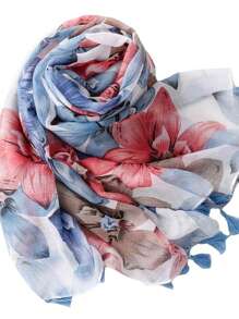 1 Peça Lenço Texturizado Feminino com Estampa Floral Grande, Xale Decorativo e Quente