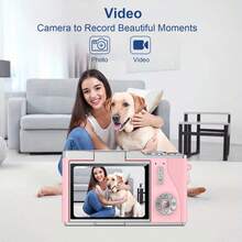 1080P HD Digital Camera Digital Zoom Cameras For Vlogging 2.4 '' LCD Rechargeable Camera Photography Professional Camera For Teenagers, And Beginners With 32G TF Card, Support For Taking Photos, Recording Videos, For Thanksgiving Christmas And New Year Gifts - 粉色 - 查看 8