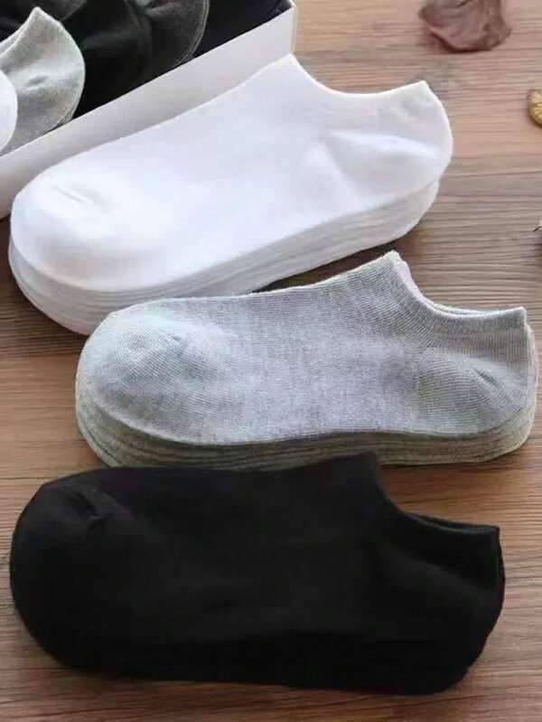 5 Pairs Breathable Odor-Resistant Ankle Socks Unisex - Ribbed Cuffs, Smooth Fabric, Black, White, Gray - Suitable For Spring, Summer, Fall, Breathable Footwear | Casual Style Socks | Durable Ankle Socks, Cute Socks
