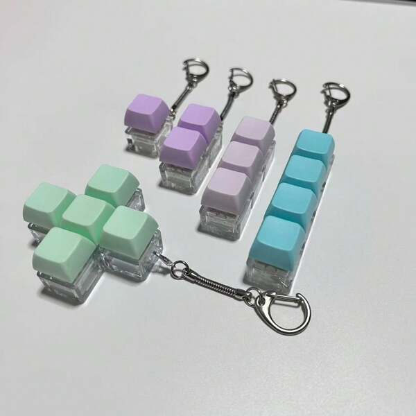 1 pièce Testeur de touches de clavier multifonction avec lumière LED, jouet à presser pour les doigts, porte-clés