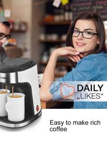 SONIFER Sonifer Tropf-Kaffeemaschine für 2 Tassen (ca. 240ml), beinhaltet zwei Porzellanbecher, Ein/Aus Schalter mit Kontrollleuchte, herausnehmbarer und waschbarer Filter und Filterhalter, rutschfeste Füße, beinhaltet Kaffee-Plastiklöffel, AC 220-240V 50/60Hz, 450W, ideal für den Heim- und Bürogebrauch