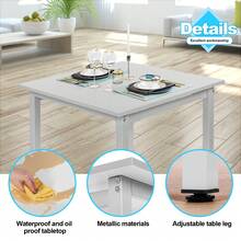 Jooli H 75x75cm Dining Table, Grey Kitchen Table With Wood Top And Metal Frame For Dining Room, Kitchen, Home Office - Grey 75x75cm - View 6