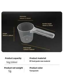 1pc Transparent Pet Feeding Spoon With Scale, Plastic Dog/Cat Food Portion Scoop - Multicolor - View 4