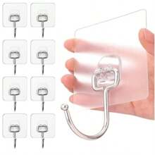 5/10 pezzi Ganci da parete adesivi Pridola - Trasparenti, riutilizzabili, senza fori - Forte adesione, impermeabili e resistenti all'olio per bagno, cucina, ufficio - Uso multifunzionale per asciugamani, utensili, attrezzi, forniture scolastiche, ritorno a scuola