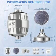 Skbe Cabezal De Ducha Regadera Para Baño 5 Modo Alta Presión Con 2 Filtro Ducha Color Plateado - Plateado - Ver 7