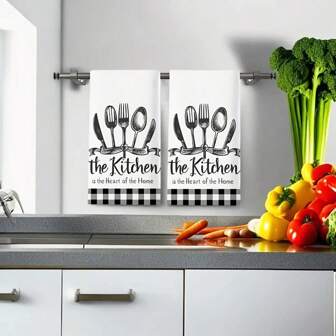 1pc/2pcs Buffalo Plaid Kitchen Towels, Soft & Absorbent Machine Washable Polyester Dishcloth, Perfect For Kitchen Decor, Cooking.Baking, Holiday Decor & Bathroomssentials, TableDecor, Kitchen Supplies, Home Decoration, New Home Bathroom Housewarming Gift, Kitchen Towels