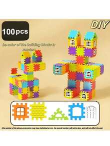 50/100 piezas Grandes bloques de construcción entrelazables creativos, juego de construcción educativo STEM, regalo de cumpleaños para niños de 3+ años - Multicolor - Ver 10