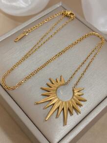 1 pieza Collar con colgante de tótem solar vintage para mujeres, collar de cadena de acero inoxidable de moda para uso diario, regalos de joyería para fiestas