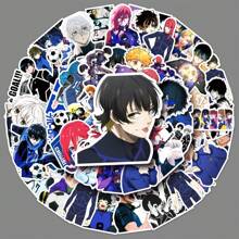 Juego de 50 pegatinas de anime azules, aplicables a botellas de agua, portátiles, patinetas, etc. Conjunto de graffiti estético vibrante, adecuado para diarios, scrapbooking, suministros para fiestas, excelente para invierno y Año Nuevo