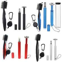 Herramienta afiladora de ranuras de palos de golf, cepillo de golf y limpiador de ranuras con mosquetón retráctil de cremallera de aluminio, afilador de ranuras de golf para cuñas e hierros, ranuras en U y V, accesorios de golf para hombres