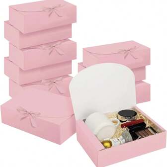 10 piezas/5 piezas/2 piezas - Caja de regalo blanca/negra/rosa/marrón con tapa, caja de regalo con cinta para propuesta de dama de honor, caja de regalo para boda, cumpleaños, fiesta de ducha y otras fiestas, regalos del Día de San Valentín, Día de San Valentín, Empaque, Cumpleaños, Manualidades, Almacenamiento de belleza Cajas para recuerdos, cajas para confeti