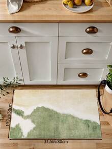 1 Stück großer Teppich für Wohnzimmer in grünbeigem Muster, moderner minimalistischer Stil 1100g/㎡ niedriges Flaumaterial, 5 mm Dicke, weich und angenehm anzufühlen, leicht zu pflegen, wasserdicht und fleckabweisend, rutschfeste Rückseite, maschinenwaschbar, Teppich für Lobby, Schlafzimmer, Küche, Esszimmer, Büro, Raumdekoration und Fußmatte