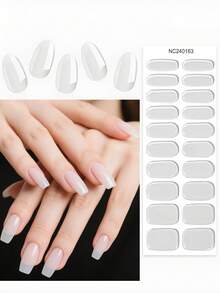 16/20/32/36/40pcs Clear Semi Cured Gel Nail Strips, Protects The Shine Of This Nail Self-Adhesive Gel Nail Full Wraps, Easy To Apply And Remove, Suitable For Ladies DIY Use Nail Art Supplies Nail Stickers Nails - Clear - View 15