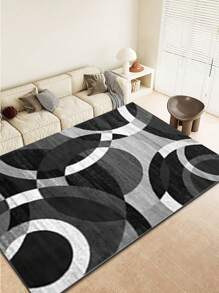 1pc, Luxury Bohemian Style, Black & Grey Elegant Floral Pattern Carpets For Living Room, Bedroom, Entrance, Kitchen, Bathroom