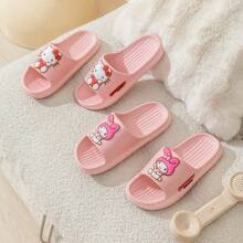 Sanrio 1 Paar Sanrio Hello Kitty & My Melody&Cinnamoroll Damen EVA Badeschlappen - Weich, rutschfest Hausschuhe mit süßem Cartoon Design, Rosa, perfekt für Badezimmer oder Entspannen Zuhause