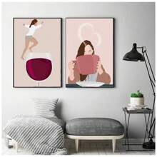 1 Pieza Póster de impresión en lienzo HD de una chica leyendo un libro, arte de pared moderno y simple, opcional con marco, para decoración del hogar, sala de estar o dormitorio