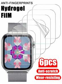 6pcs Hydrogel Screen Protector Film, Compatible With Apple Watch Series 10 (42mm), Series 10 (46mm), SE/8/7/6/5/4/3/2/1, TPU Transparent Film Gift For Birthday, Family, Friends Watch Screen Protector, Watch Cover, Watch Accessories Waterproof Shockproof Anti-Fall Anti-Fall Scratch Resistant Anti-Fingerprint Full Cover