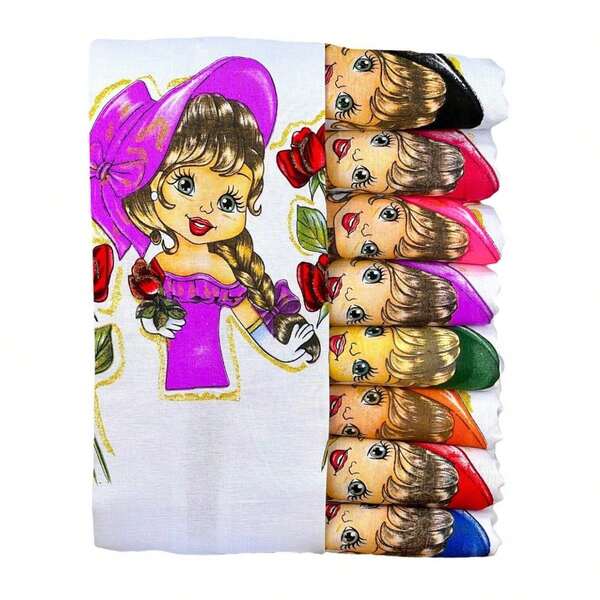 Kit 5 Panos Para Fazer Saia Crochê Boneca Nina Com Glitter Estampado Bonequinha Artesanato Saia de Patwork