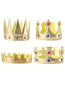 👑 تاج ذهبي للبالغين، قطعة رأس للأمير مرصعة بالراين ، ديكور كيك، تاج لحفلة عيد الميلاد، هدية للأم في عيد الحب، عيد الأم، قطعتان/قطعة