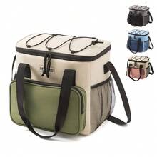 1pc 14L Large Capacity Insulated Backpack Outdoor Camping Lunch Picnic Rucksack Waterproof Oxford Car Ice Case Dinner Food Fresh Keeping Box, Leakproof Design - Reusable Thermal Lunch Box For Men, Women, Adults - Ideal For Office Work, School And Picnicback To School School Stuff Bag For School Lunch Bag For Women Cooler Bag Picnic Accessories - Multicolor - View 2