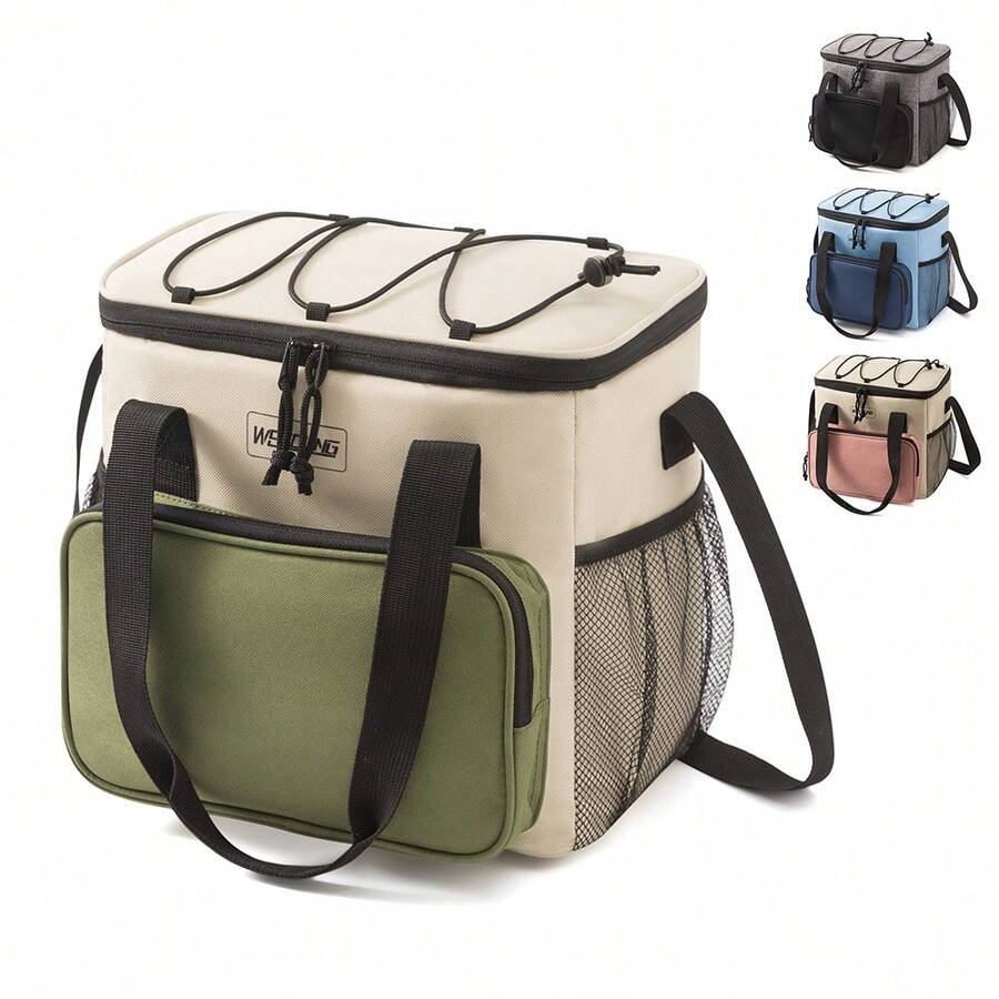 1pc 14L Large Capacity Insulated Backpack Outdoor Camping Lunch Picnic Rucksack Waterproof Oxford Car Ice Case Dinner Food Fresh Keeping Box, Leakproof Design - Reusable Thermal Lunch Box For Men, Women, Adults - Ideal For Office Work, School And Picnicback To School School Stuff Bag For School Lunch Bag For Women Cooler Bag Picnic Accessories