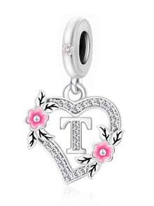 1pc Minimalist 925 Sterling Silver Zirconia 26 Alphabet Beads Pendant Necklace, Gift Item - Silver - View 23