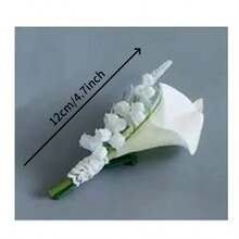 Bó hoa cưới cho cô dâu, hoa cầm tay cho phù dâu, hoa loa kèn giả giống thật, hoa cưới trang trí, đạo cụ chụp ảnh cưới, bó hoa cô dâu. - Trắng C - Xem 11