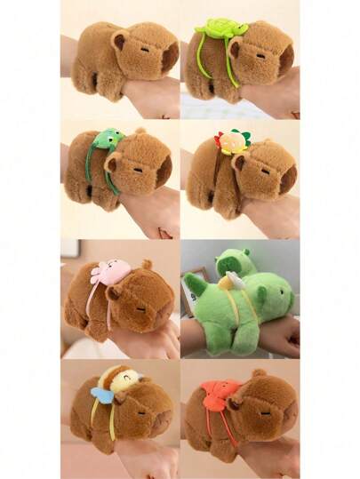 A Cute Capybara Plush Doll With Clap Circle, Creative Design Stuffed Doll, Can Be Worn On Wrist, Novelty Christmas And New Year Gift For Friends Capybara, Dolls, Christmas, Capybara Clothes, Funny Stuffed Animals