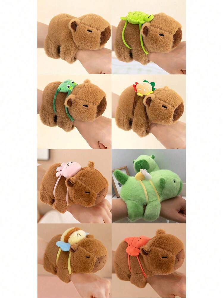 Cute Capybara Plush Doll With Clapping Ring, Creative Design Can Be Worn On Wrist, Unique Christmas And New Year Gift For Friends. Keywords: Capybara, Doll, Christmas, Capybara Costume, Fun Plush Doll - Multicolor - View 2