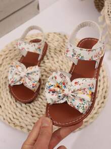 1 Pair Toddler/Little Girl Solid Color PU Dot Strap Round Toe Flat Sandals, Lightweight & Fashionable Roman Style Casual/Holiday Wear Shoes, Suitable For 3-12 Years Old, Spring/Summer