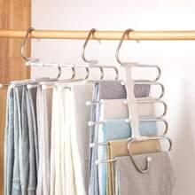 1 Gruccia salva-spazio per pantaloni, gruccia multifunzionale in acciaio inox antiscivolo per pantaloni, organizer per armadio in acciaio inox per pantaloni, jeans, pantaloni, sciarpe, gruccia magica per pantaloni e jeans, organizer premium multifunzione in metallo per leggins