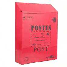 Large Wall Mounted Metal Mail Box Lockable-Letter Post Outdoor With 2 Keys - 紅色 - 查看 5