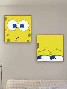 SPONGEBOB Marco de fotos colgante con pintura de Bob Esponja, pintura decorativa para cuarto de niños, mural de dibujos animados adorables de Bob Esponja, pintura de cabecera para dormitorio de niño, pintura colgante para dormitorio de niña, pintura decorativa colgante - Multicolor - Ver 4
