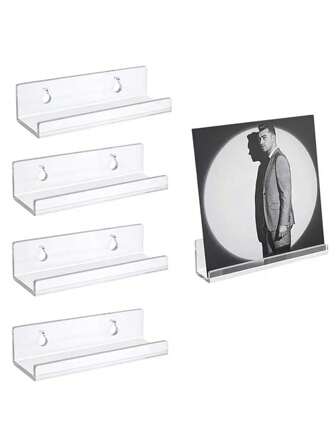 Acrylic Transparent Record Display Rack, Wall-Mounted Album/CD Holder, Vinyl Record Shelf For 4", 7", 12" Sizes