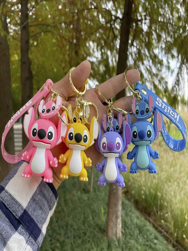 1pc Unisex Cartoon Alien Dog Key Chain, Blue Puppy Car Key Ring, Suitable As Holiday Gift, Birthday Favor, Party Favor