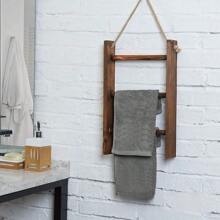 Rustic Wooden Ladder Shelf – Wall-Mounted Storage Rack With 3-Tier Shelves And Hanging Rope – Versatile Organizer For Bathroom, Kitchen, Bedroom, Office – No Electricity Needed, Rustic Wood Ladder Hand Towel Rack For Bathroom, Farmhouse Home Decor Accessories -1 Piece