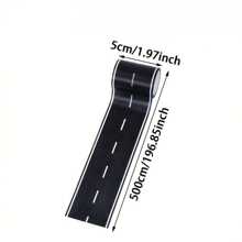 2pcs Straight Road Racing Track Stickers - Black Residue Free Sport Racing-Theme Party Runway Tape, Reusable, 16ft X 2in Each, Plastic Surface Friendly, Easy To Tear Open, For Birthday Party Racing Party Decoration
