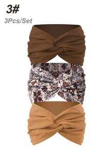 3pcs Women's Extra Wide Criss-Cross Casual Boho Headband, Solid Color Versatile Hair Accessories Turban Headband Sweatband, Hairband