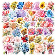 100Pcs Flower Stickers, Vinyl Waterproof Stickers For Laptop Scrapbooking Water Bottle Skateboard Luggage Cars Guitar, Colorful Aesthetic Stickers For Girls Teens Adults, Birthday Party Gifts, Back To School Gifts
