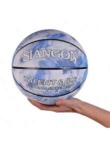 SIANGON Spring Sports 优质花卉图案耐用高档 PU 皮革篮球，尺寸 5/6/7，室内/室外，理想礼物 - 藍色 - 查看 6