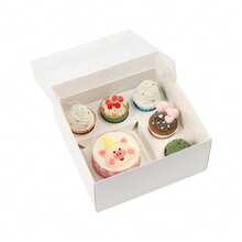 1/5 包便当蛋糕和纸杯蛋糕盒 4 英寸蛋糕和 5 个纸杯蛋糕盒 10 套适合家庭晚餐生日派对野餐礼物 - 白色 - 查看 8