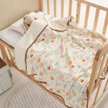 1pc Baby Blanket, Adorable Pattern, Plush Sherpa Fabric, Multi-Functional Use - Stroller Cover, Newborn Swaddle, Nap Blanket, Summer Quilt, Suitable For Spring, Summer, Autumn, Outdoor Use, Size: 100cm*100cm