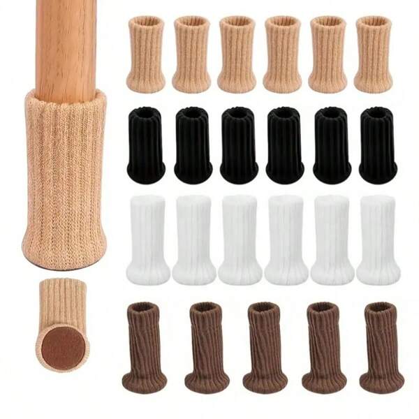 12PCS Chair Leg Socks High Elastic Chair Leg Floor Protectors With Anti-Slip PadsThick Chair Leg Caps Furniture Pads Covers Set (Beige/White/Brown/Black)