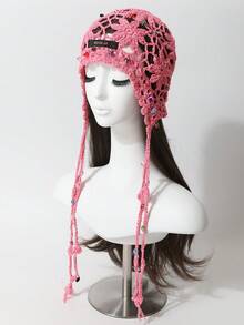 1 件女式波西米亚花卉流苏水晶珠手工针织帽、头巾头带、复古镂空无檐帽、百搭时尚 - 針織帽 - 查看 9