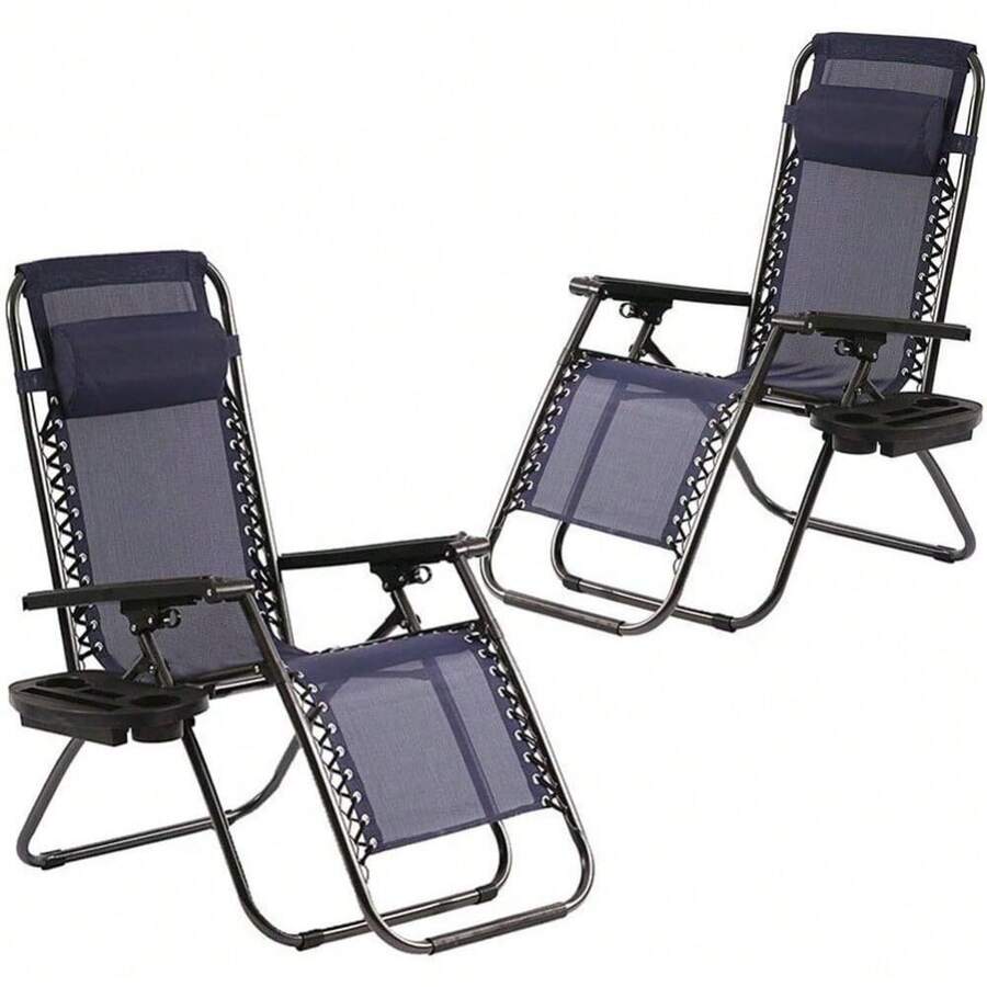 Zero Gravity Chair Lounge Chair Set Of 2 Lawn Chair Outdoor Chair Deck Chairs - Blue - View 1