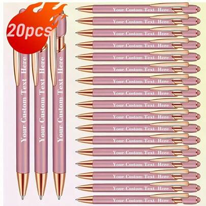 20 Sets Customized Oval Metal Retractable Ballpoint Pens, Compatible With Personalized Touch Screen, Exquisite Customized Design, Thick Tip, Black Ink, Suitable For Birthday Or Any Occasion Back To School