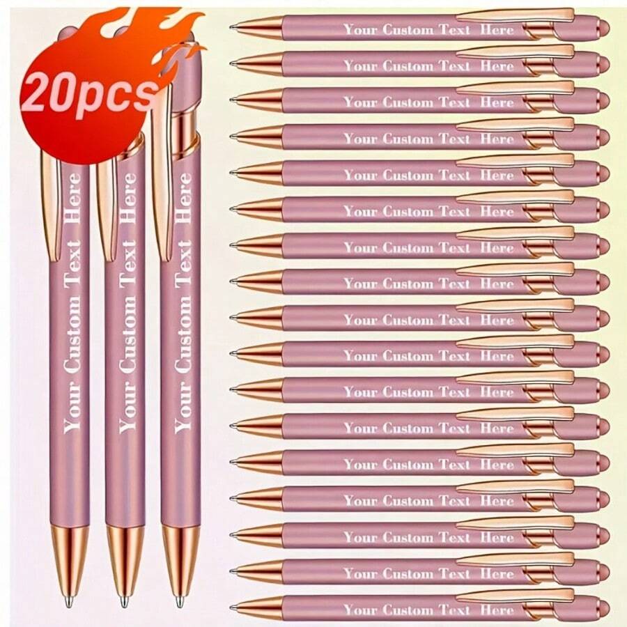 20 Sets Customized Oval Metal Retractable Ballpoint Pens, Compatible With Personalized Touch Screen, Exquisite Customized Design, Thick Tip, Black Ink, Suitable For Birthday Or Any Occasion Back To School - Nhiều màu - Xem 1