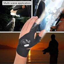 LED Illuminated Fishing Gloves For Emergency Repair, Night Fishing Lighting Gloves, Finger Lights Gloves